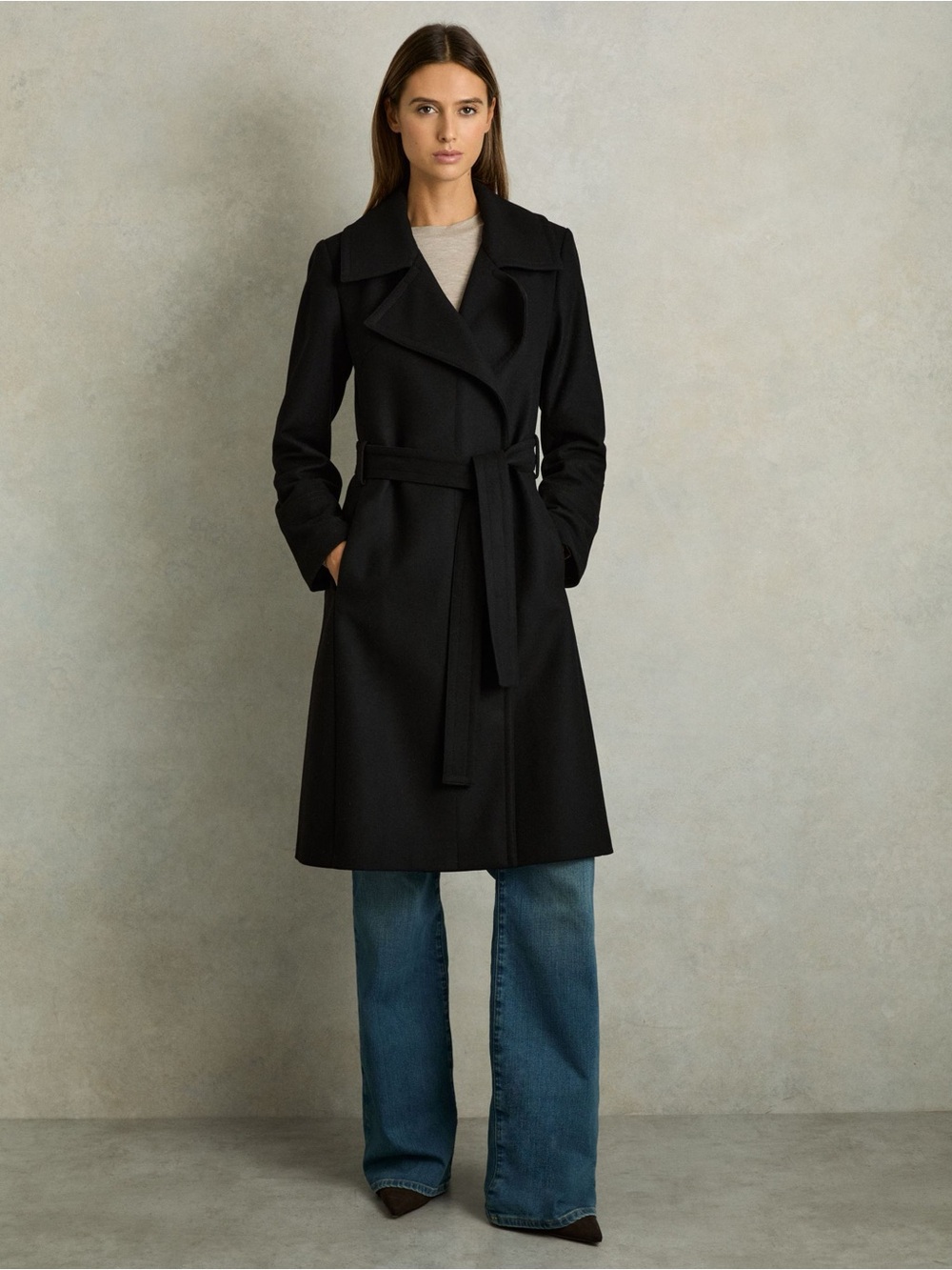 Reiss rae wool and cashmere belted coat